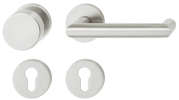 Door handle set, Häfele Startec, model PDH 4106, stainless steel