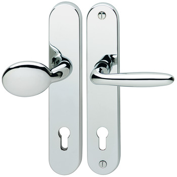 Security door handles, brass, Hoppe, Pisa M76G/361A/360/151