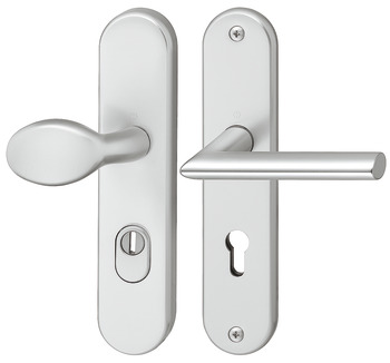 Security door handles, Aluminium, Hoppe, Stockholm 76G/3332ZA/3410/1140 impact resistance category 1 (protection class 2)