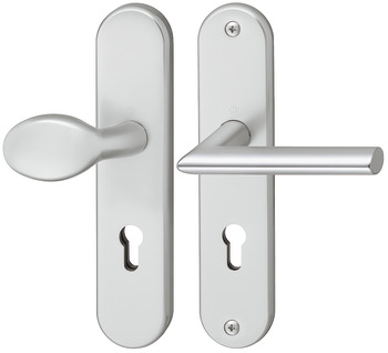Security door handles, Aluminium, Hoppe, Stockholm 76G/3331/3410/1140 impact resistance category 1 (protection class 2)