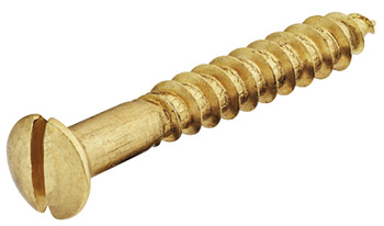 Wood screw, Raised countersunk head, flat blade DIN 95, bright brass