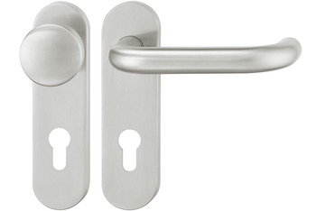 Door handle set, stainless steel, Startec, PDH5102, short backplate
