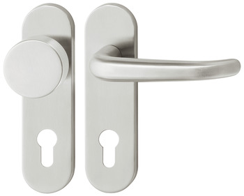 Door handle set, stainless steel, Startec, PDH4104, short backplate