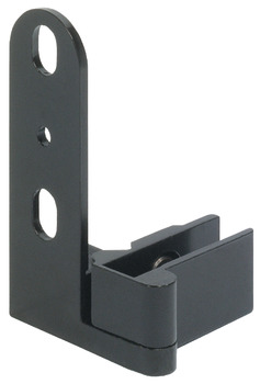Glass door hinge, for door mounting without glass drilling, inset mounting