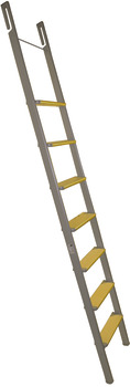 Hook-in ladder, Service+ made to measure, made from aluminium, steps veneer laminated wood, birch