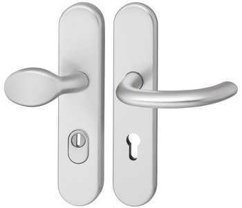 Fire resistant security door handles, Aluminium, Hoppe, Marseille FS-76G/3332ZA/3310/1138F impact resistance category 1 (protection class 2), with cylinder cover