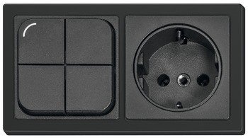 4-way wall mounted push button and socket, With Häfele Connect Mesh 4-channel interface