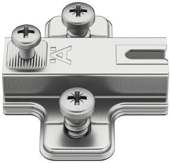 Cruciform mounting plate, Häfele Metalla 50 A, with slide-on system, with pre-mounted Euro screws