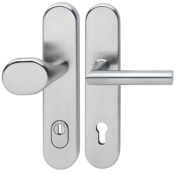 Door handle set, Stainless steel, Hoppe, Amsterdam E86G/3332ZA/3310/1400Z impact resistance category 2 (protection class 3)