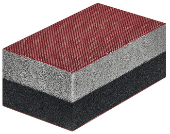 Sanding block, with hard and soft side, each with Velcro coating