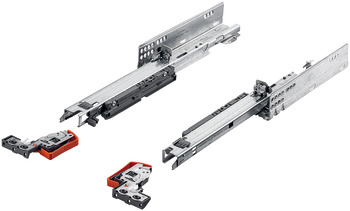 Concealed runner, Blum Movento 760 H, full extension, load bearing capacity up to 40 kg, steel, surface mounted, with snap-in coupling