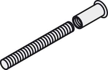 Threaded bolt, M6, with sleeve nut, for Scheiter security door handles