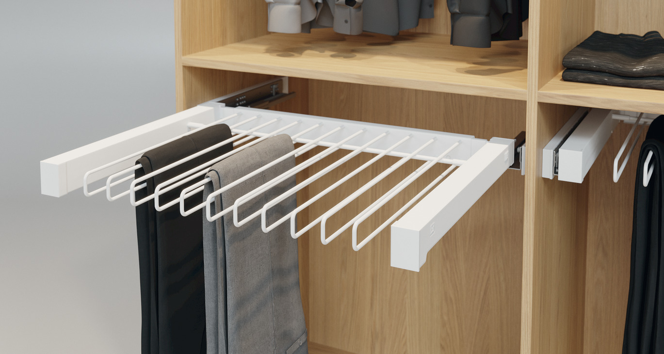Trouser rack extending for 10 pairs of trousers width 465 mm  in the  Häfele India Shop