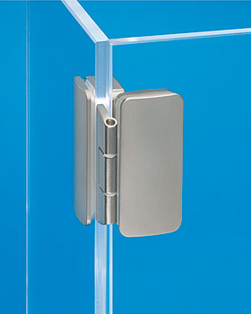 šarnir za staklene vitrine, naliježući položaj, prevlaka 3 ili 6 mm