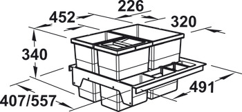 trostruka kanta za otpatke, 1 x 18 i 2 x 8 l, Separato-K