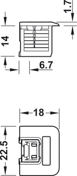 spojno kućište, Häfele Rafix Tab 20 S, za debljinu police od 19 mm