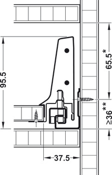 Garnitura ladice, Blum Tandembox antaro, s vodilicom korpusa Blumotion, Visina sustava M, Visina ladice 83 mm