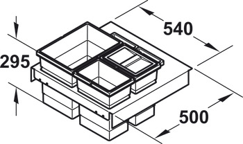 Trostruka i četverostruka kanta za otpatke, 1 x 18 i 2 x 8 / 1 x 18, 1 x 12 i 2 x 8, Hailo Separato Matrix Box P 3603-63/93