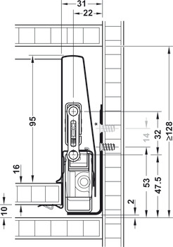 Garnitura ladice, Häfele Matrix Box P35, visina ladice 115 mm, nosivost 35 kg