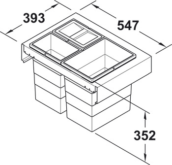 trostruka kanta za otpatke, 2 x 10 i 1 x 20 litara, Hailo Zargen-Cargo Legrabox 3670-62