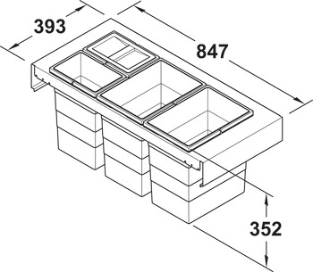 četverostruka kanta za otpatke, 2 x 10 i 2 x 20 litara, Hailo Zargen-Cargo Legrabox 3670-93