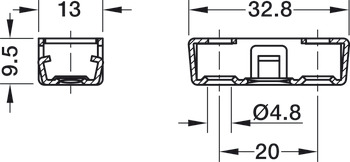 Spojni okov korpusa, Donji dio RV/U-T3, Häfele Ixconnect, s funkcijom dosjeda