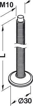 vijak za podešavanje, navoj M10, okretni, Dužina 60–120 mm