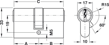 dvostruki cilindar, Mesing, zaštićeno pojedinačno zatvaranje, 810, CES