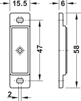 magnetni zatvarač, sila prianjanja 4,0-5,0 kg, Za pričvršćivanje vijcima, četvrtasti