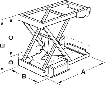 sustav podizanja, mehanika škara s klizačem s kugličnim ležajem, nosivost 80–150 kg