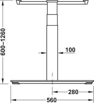 Postolje stola, Komplet Häfele Officys TE651, kutno rješenje pod 90°