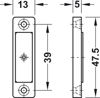 magnetni zatvarač, sila prianjanja 3,0–4,0 kg, Za pričvršćivanje vijcima, četvrtasti