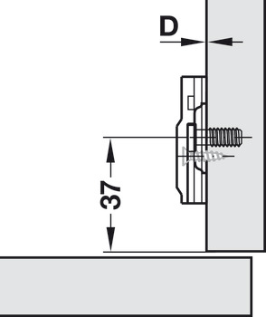 Križna montažna pločica, Häfele Metalla 310 SM, s tehnikom brze montaže, podešavanje po visini ±2 mm putem uzdužne rupe, za pričvršćivanje vijcima za ivericu