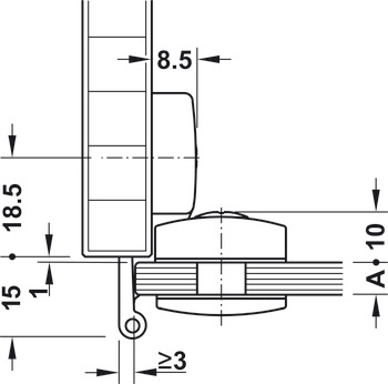 šarnir za staklena vrata, naliježući položaj, prevlaka 3 ili 6 mm
