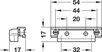 Adapter, za profile okvira od aluminija / stakla 23/26/38 x 14 mm