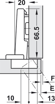 lončasti šarnir, Blum Clip Top 110°, ravni dosjed, Dosjed vrata do 20 mm, s ili bez automatike zatvaranja