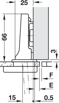 lončasti šarnir, Clip Top 94°, polukrivi dosjed, za staklena vrata