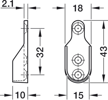 ležaj cijevi za ormar, za cijev za ormar OVA 30 x 15 mm, Lijevani cink, niklano