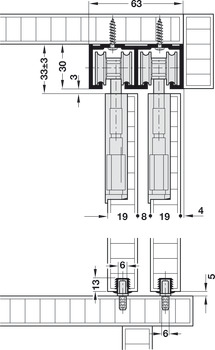 Okovi kliznih vrata, Hawa 208 IF 40/70-Rollingfitt, garniture