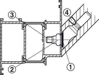 komplet za montažu, metalna i plastična vrata, jednostrana montaža (nevidljivo) mit uvlačnom maticom M8 na gradilištu