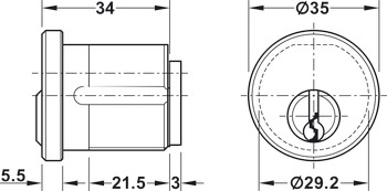 Vijčani cilindar, sustav generalnog glavnog ključa, profilni cilindar, Mesing