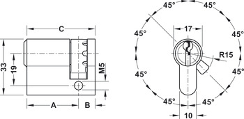 polucilindar, sustav generalnog glavnog ključa, profilni cilindar, Mesing