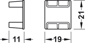 Spojni okov za police, za sustav aluminijskih okvira za Häfele Dresscode