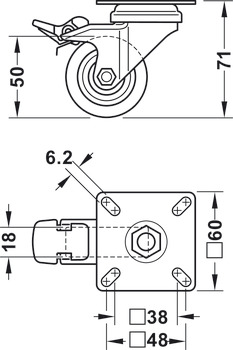 Kotačić za uređaje i aparate, s mekanom površinom za gibanje, pričvršćen ili upravljiv