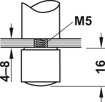 Držač relinga, reling sustav, za 2 reling šipke 10 mm, Krajnji potporanj