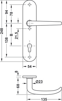 garnitura kvake za vrata, nehrđajući čelik, Startec, SDH 2104-E ES1 (SK2)