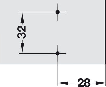 Križna montažna pločica, Häfele Duomatic A, čelik ili lijevani cink, s vijcima za ivericu, Razmak rubova 28 mm