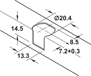 spojno kućište, Häfele Rafix Tab 20 S, za debljinu police od 19 mm