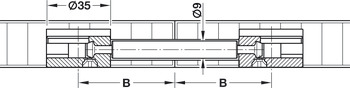 dvostruki svornjak, Sustav Häfele Maxifix, rupa za svornjak od 9 mm