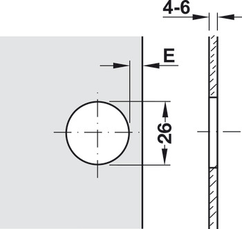 lončasti šarnir, Häfele Metalla Mini A 95°, Polukrivi/dvostruki dosjed